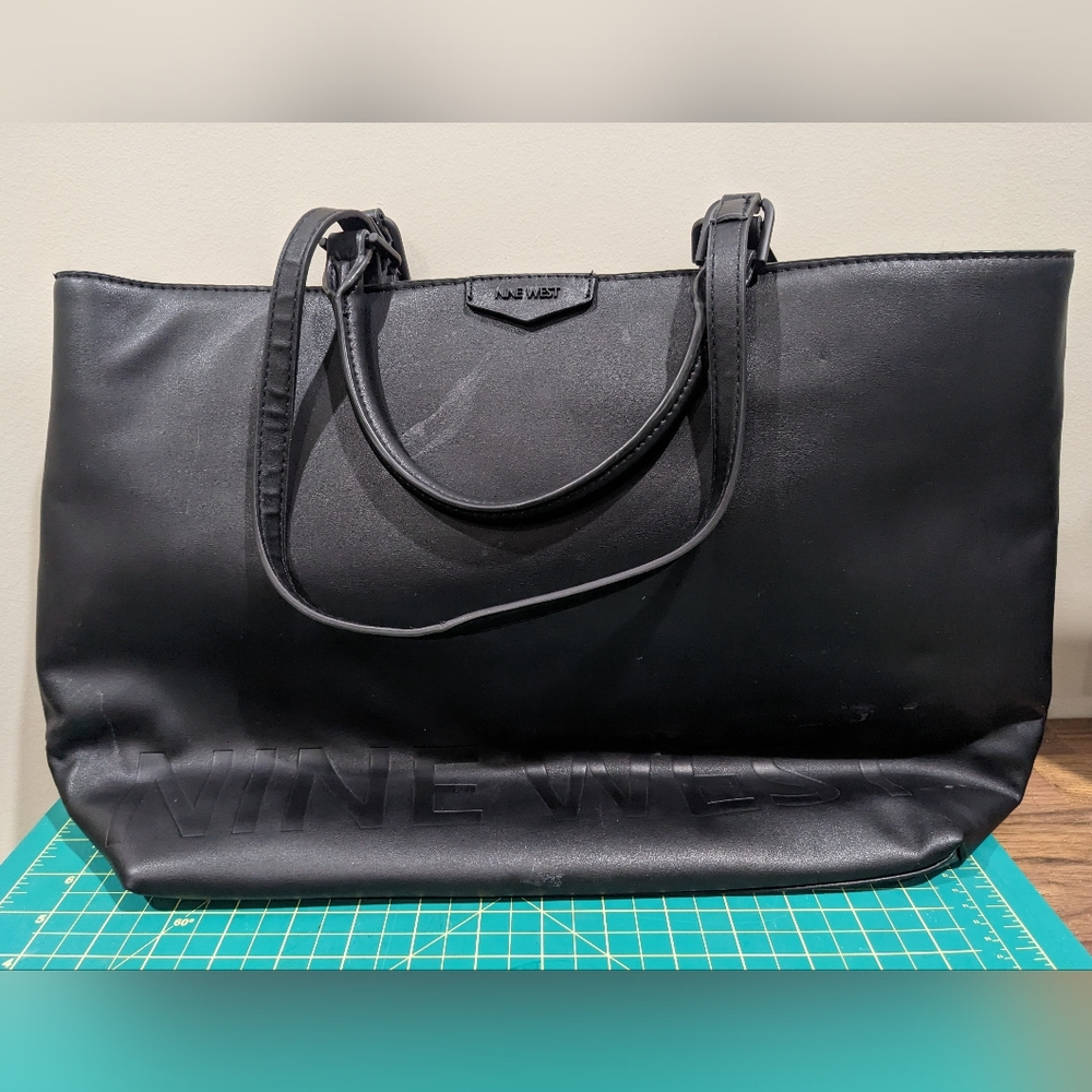 Nine West Black Leather Tote Bag